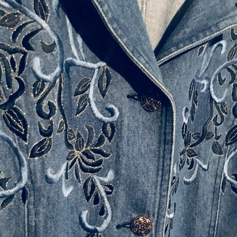 Size L Tunic-Length Dressy Casual Jean Jacket Rodeo
